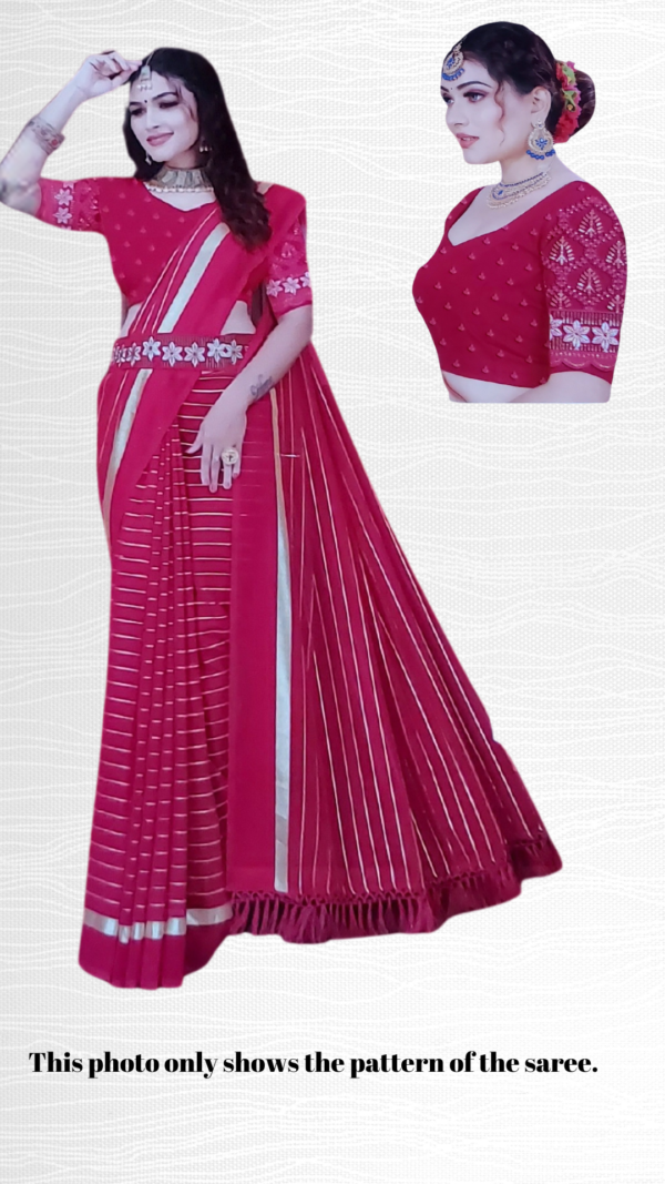 Partywear Georgette  Saree with Designer Blouse Piece and hip belt - Image 2